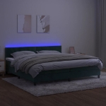 Εικόνα της Κρεβάτι Boxspring με Στρώμα & LED Σκ. Πράσινο 200x200εκ Βελούδο Hobbo