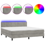 Εικόνα της Κρεβάτι Boxspring με Στρώμα & LED Αν.Γκρι 180x200 εκ. Βελούδινο Hobbo