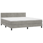 Εικόνα της Κρεβάτι Boxspring με Στρώμα & LED Αν.Γκρι 180x200 εκ. Βελούδινο Hobbo