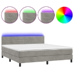 Εικόνα της Κρεβάτι Boxspring με Στρώμα & LED Αν.Γκρι 180x200 εκ. Βελούδινο Hobbo