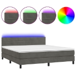 Εικόνα της Κρεβάτι Boxspring με Στρώμα & LED Σκ. Γκρι 180x200εκ. Βελούδινο Hobbo