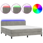 Εικόνα της Κρεβάτι Boxspring με Στρώμα & LED Αν.Γκρι 180x200 εκ. Βελούδινο Hobbo