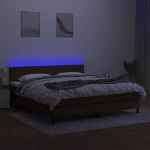 Εικόνα της Κρεβάτι Boxspring με Στρώμα & LED Σκ.Καφέ 180x200εκ. Υφασμάτινο Hobbo