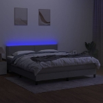 Εικόνα της Κρεβάτι Boxspring με Στρώμα & LED Αν.Γκρι 180x200 εκ Υφασμάτινο Hobbo