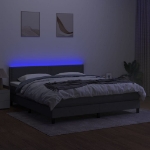 Εικόνα της Κρεβάτι Boxspring με Στρώμα & LED Σκ.Γκρι 180x200 εκ Υφασμάτινο Hobbo