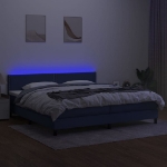 Εικόνα της Κρεβάτι Boxspring με Στρώμα & LED Μπλε 200x200 εκ. Υφασμάτινο Hobbo