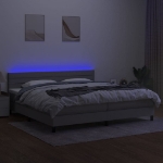 Εικόνα της Κρεβάτι Boxspring με Στρώμα & LED Αν.Γκρι 200x200εκ. Υφασμάτινο Hobbo