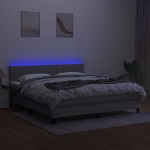 Εικόνα της Κρεβάτι Boxspring με Στρώμα & LED Αν.Γκρι 180x200 εκ Υφασμάτινο Hobbo