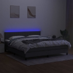 Εικόνα της Κρεβάτι Boxspring με Στρώμα & LED Σκ.Γκρι 180x200 εκ Υφασμάτινο Hobbo