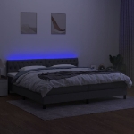 Εικόνα της Κρεβάτι Boxspring με Στρώμα & LED Σκ.Γκρι 200x200εκ. Υφασμάτινο Hobbo