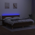 Εικόνα της Κρεβάτι Boxspring με Στρώμα & LED Σκ.Καφέ 180x200εκ. Υφασμάτινο Hobbo