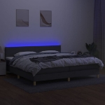 Εικόνα της Κρεβάτι Boxspring με Στρώμα & LED Σκ.Γκρι 200x200εκ. Υφασμάτινο Hobbo