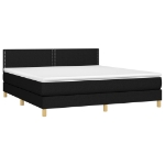 Εικόνα της Κρεβάτι Boxspring με Στρώμα & LED Μαύρο 180x200 εκ. Υφασμάτινο Hobbo