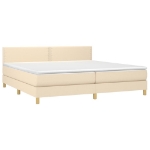 Εικόνα της Κρεβάτι Boxspring με Στρώμα & LED Κρεμ 200x200 εκ. Υφασμάτινο Hobbo