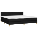 Εικόνα της Κρεβάτι Boxspring με Στρώμα & LED Μαύρο 200x200 εκ. Υφασμάτινο Hobbo