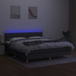 Εικόνα της Κρεβάτι Boxspring με Στρώμα & LED Σκ.Γκρι 180x200 εκ Υφασμάτινο Hobbo