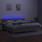 Εικόνα της Κρεβάτι Boxspring με Στρώμα & LED Αν.Γκρι 200x200εκ. Υφασμάτινο Hobbo