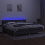 Εικόνα της Κρεβάτι Boxspring με Στρώμα & LED Σκ.Γκρι 200x200εκ. Υφασμάτινο Hobbo