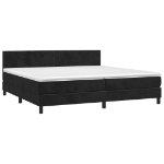 Εικόνα της Κρεβάτι Boxspring με Στρώμα & LED Μαύρο 200x200 εκ. Βελούδινο Hobbo