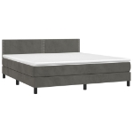 Εικόνα της Κρεβάτι Boxspring με Στρώμα & LED Σκ. Γκρι 180x200εκ. Βελούδινο Hobbo