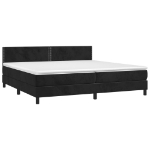 Εικόνα της Κρεβάτι Boxspring με Στρώμα & LED Μαύρο 200x200 εκ. Βελούδινο Hobbo