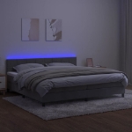 Εικόνα της Κρεβάτι Boxspring με Στρώμα & LED Αν.Γκρι 200x200 εκ. Βελούδινο Hobbo