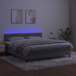 Εικόνα της Κρεβάτι Boxspring με Στρώμα & LED Αν.Γκρι 180x200 εκ. Βελούδινο Hobbo