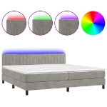 Εικόνα της Κρεβάτι Boxspring με Στρώμα & LED Αν.Γκρι 200x200 εκ. Βελούδινο Hobbo