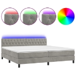 Εικόνα της Κρεβάτι Boxspring με Στρώμα & LED Αν.Γκρι 200x200 εκ. Βελούδινο Hobbo