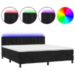 Εικόνα της Κρεβάτι Boxspring με Στρώμα & LED Μαύρο 180x200 εκ. Βελούδινο Hobbo