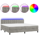 Εικόνα της Κρεβάτι Boxspring με Στρώμα & LED Αν.Γκρι 200x200 εκ. Βελούδινο Hobbo