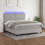 Εικόνα της Κρεβάτι Boxspring με Στρώμα & LED Αν.Γκρι 180x200εκ. Υφασμάτινο Hobbo