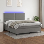 Εικόνα της Κρεβάτι Boxspring με Στρώμα & LED Σκ.Γκρι 180x200 εκ Υφασμάτινο Hobbo