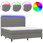 Εικόνα της Κρεβάτι Boxspring με Στρώμα & LED Σκ.Γκρι 180x200 εκ Υφασμάτινο Hobbo