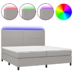 Εικόνα της Κρεβάτι Boxspring με Στρώμα & LED Αν.Γκρι 200x200εκ. Υφασμάτινο Hobbo