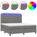 Εικόνα της Κρεβάτι Boxspring με Στρώμα & LED Σκ.Γκρι 180x200 εκ Υφασμάτινο Hobbo