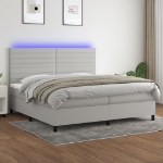 Εικόνα της Κρεβάτι Boxspring με Στρώμα & LED Αν.Γκρι 200x200εκ. Υφασμάτινο Hobbo