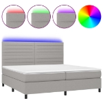 Εικόνα της Κρεβάτι Boxspring με Στρώμα & LED Αν.Γκρι 200x200εκ. Υφασμάτινο Hobbo