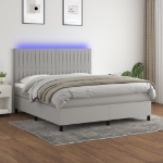 Εικόνα της Κρεβάτι Boxspring με Στρώμα & LED Αν.Γκρι 180x200εκ. Υφασμάτινο Hobbo