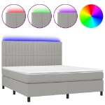 Εικόνα της Κρεβάτι Boxspring με Στρώμα & LED Αν.Γκρι 180x200εκ. Υφασμάτινο Hobbo