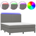 Εικόνα της Κρεβάτι Boxspring με Στρώμα & LED Σκ.Γκρι 180x200 εκ Υφασμάτινο Hobbo