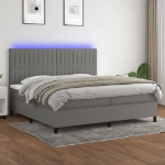 Εικόνα της Κρεβάτι Boxspring με Στρώμα & LED Σκ.Γκρι 200x200εκ. Υφασμάτινο Hobbo