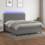 Εικόνα της Κρεβάτι Boxspring με Στρώμα & LED Σκ.Γκρι 180x200 εκ Υφασμάτινο Hobbo