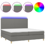 Εικόνα της Κρεβάτι Boxspring με Στρώμα & LED Σκ.Γκρι 200x200εκ. Υφασμάτινο Hobbo