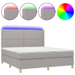 Εικόνα της Κρεβάτι Boxspring με Στρώμα & LED Αν.Γκρι 180x200εκ. Υφασμάτινο Hobbo