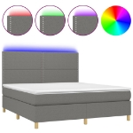 Εικόνα της Κρεβάτι Boxspring με Στρώμα & LED Σκ.Γκρι 180x200 εκ Υφασμάτινο Hobbo