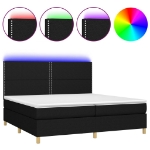 Εικόνα της Κρεβάτι Boxspring με Στρώμα & LED Μαύρο 200x200 εκ. Υφασμάτινο Hobbo