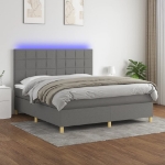 Εικόνα της Κρεβάτι Boxspring με Στρώμα & LED Σκ.Γκρι 180x200 εκ Υφασμάτινο Hobbo