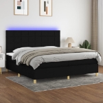 Εικόνα της Κρεβάτι Boxspring με Στρώμα & LED Μαύρο 200x200 εκ. Υφασμάτινο Hobbo