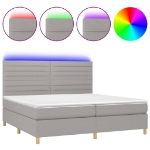 Εικόνα της Κρεβάτι Boxspring με Στρώμα & LED Αν.Γκρι 200x200εκ. Υφασμάτινο Hobbo